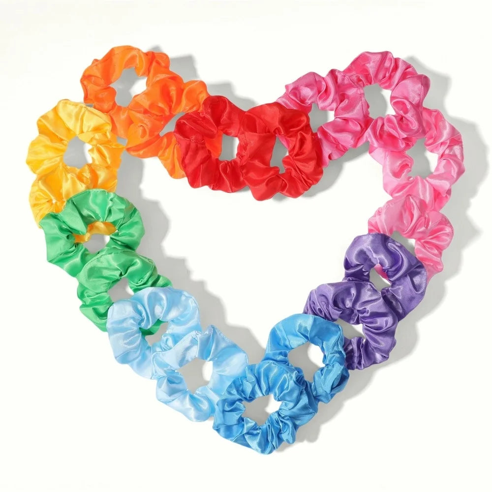 25/10//6pcs Satin Scrunchies Girls Elastic Hair Band Ponytail Holder Ties Rubber Bands Fashion Women Accessories Solid Scrunchy