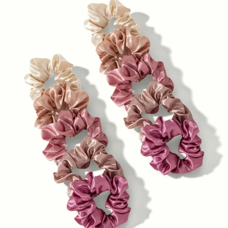 25/10//6pcs Satin Scrunchies Girls Elastic Hair Band Ponytail Holder Ties Rubber Bands Fashion Women Accessories Solid Scrunchy
