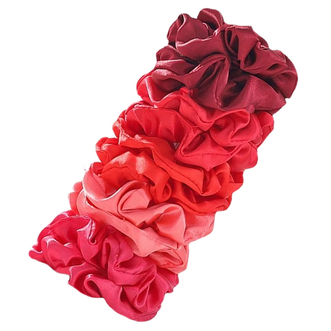 25/10//6pcs Satin Scrunchies Girls Elastic Hair Band Ponytail Holder Ties Rubber Bands Fashion Women Accessories Solid Scrunchy