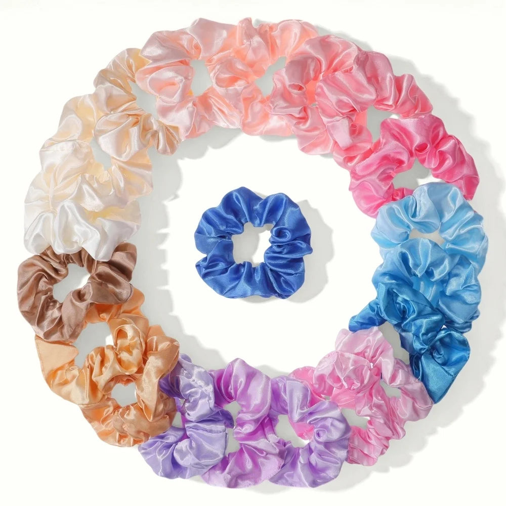 25/10//6pcs Satin Scrunchies Girls Elastic Hair Band Ponytail Holder Ties Rubber Bands Fashion Women Accessories Solid Scrunchy