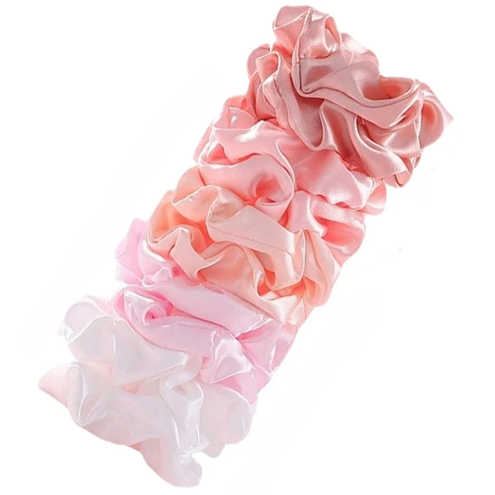 25/10//6pcs Satin Scrunchies Girls Elastic Hair Band Ponytail Holder Ties Rubber Bands Fashion Women Accessories Solid Scrunchy
